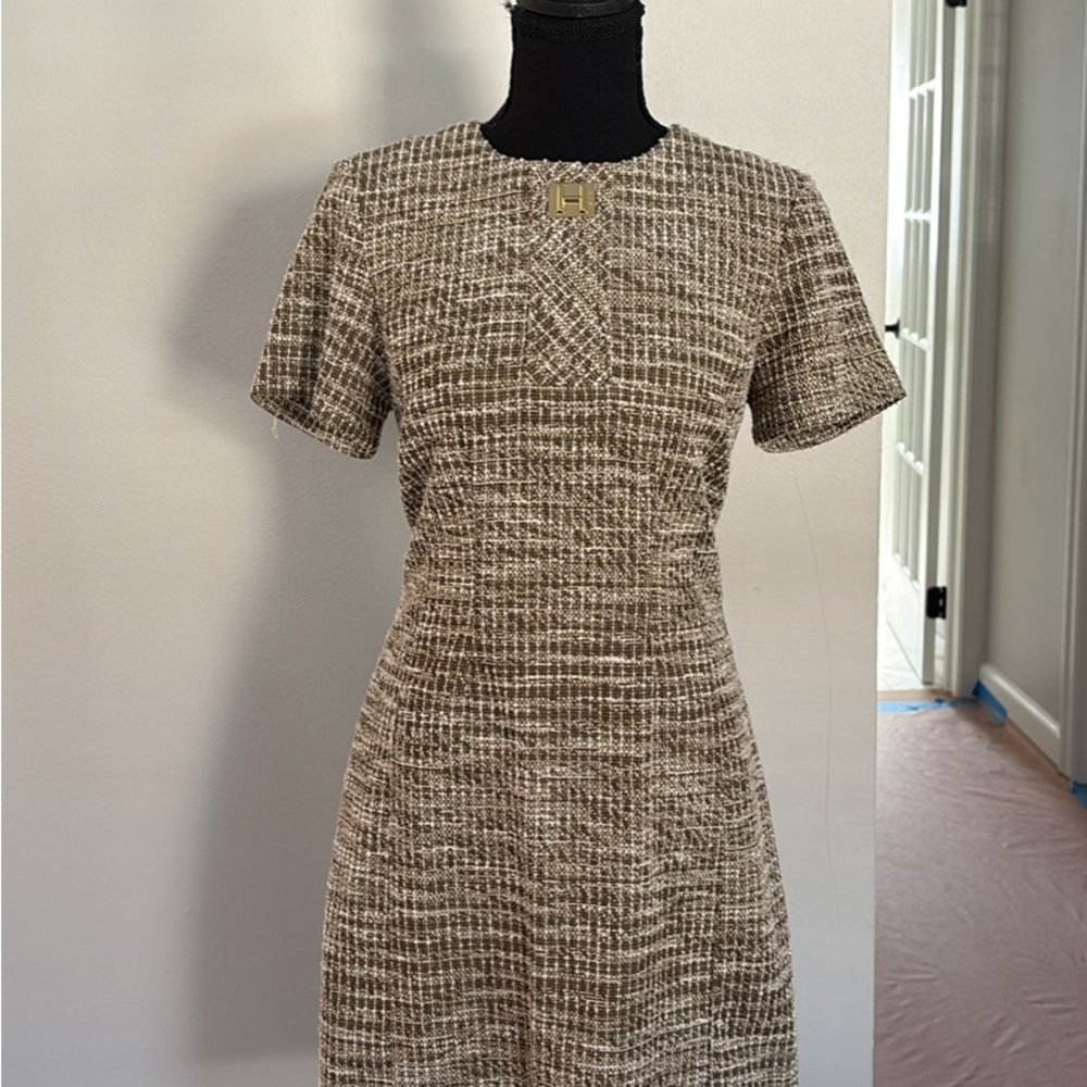 Halston tweed short sleeve mini dress